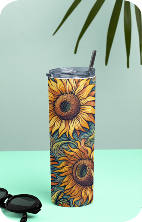 Tumbler Bottle - Sunflower Print