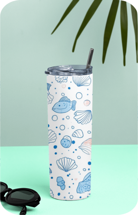 Tumbler Bottle - Sea shells print