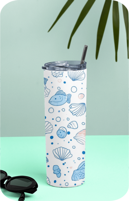 Tumbler Bottle - Sea shells print