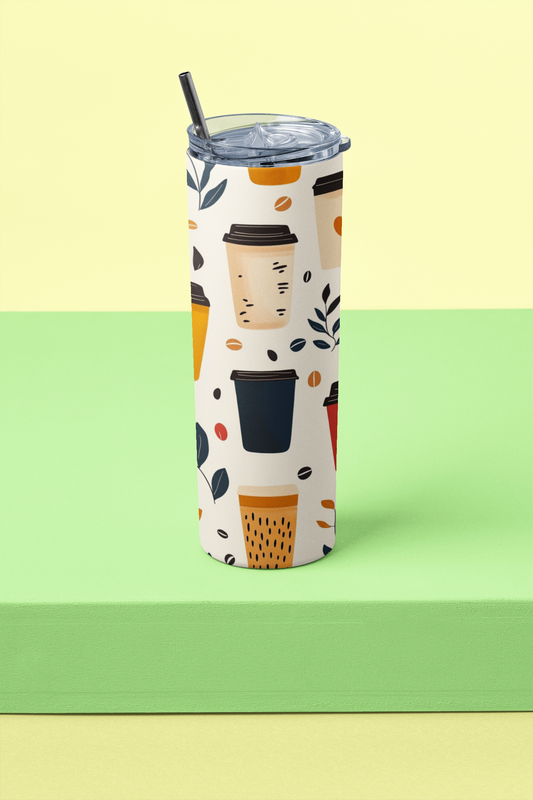 Tumbler Bottle - Coffee cup print